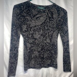 Lauren Ralph Lauren Floral Scroll Long Sleeve Shirt Size Small Petite Whimsigoth